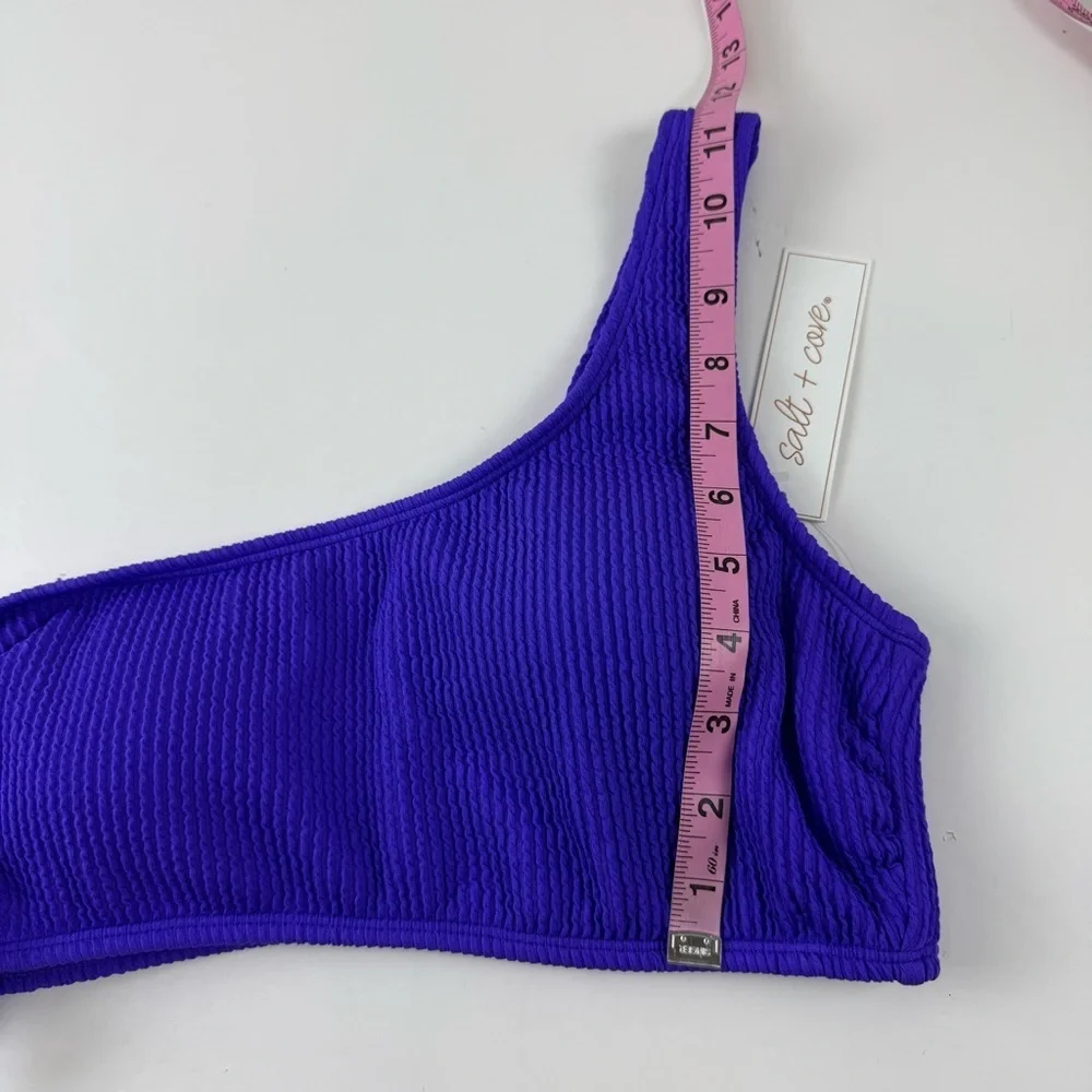 Salt + Cove Bikini Top Juniors Size Large Purple Ribbed One Strap Swim NWT